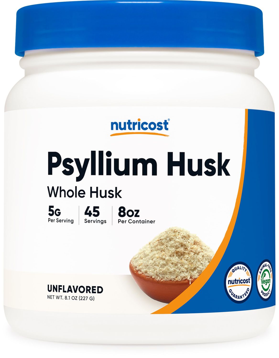 Nutricost Psyllium Whole Husk Powder Flakes 8.1oz - Gluten Free Non-GMO