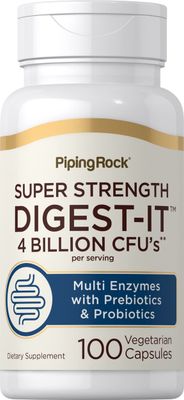 Piping Rock Digestive Enzymes with Probiotics and Prebiotics 100 Capsules Multi Supplement for Men Women 4 Billion CFU Extra Strength Pills Non-GMO, Gluten Free