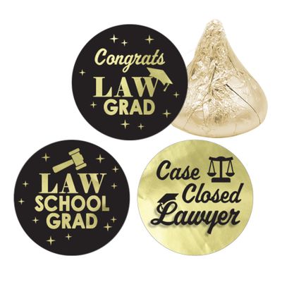 Law School Graduation Party Favor Chocolate Kisses Candy Stickers, Lawyer Graduation Decorations - 180 Count