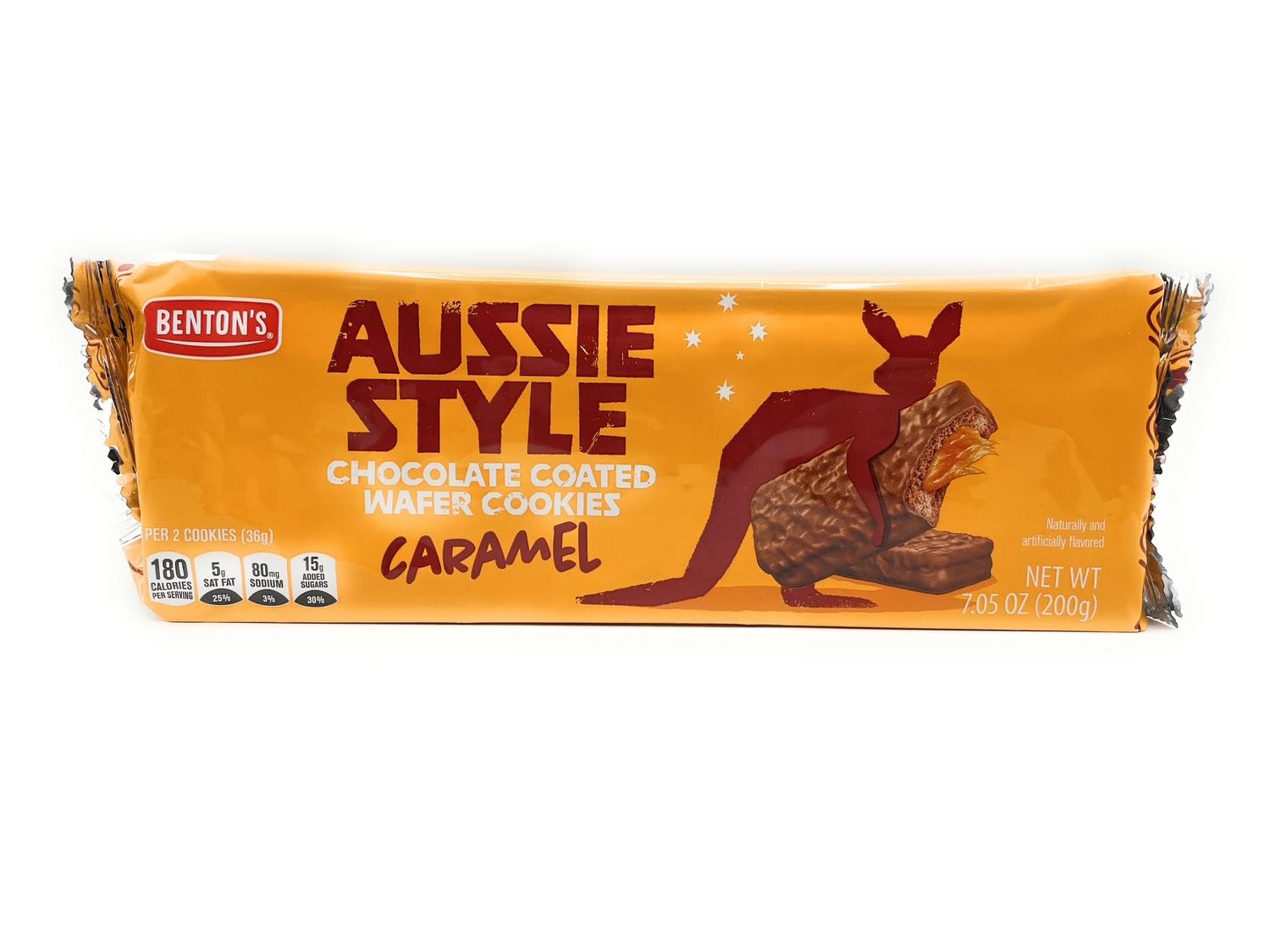 Aussie Style Chocolate Coated Caramel Wafer Cookies, Bentons 7.05oz200g - Pack of 1