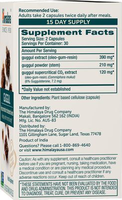 Himalaya Guggul Herbal Supplement, HDL LDL Support, Liver Health, Liver Cleansing, Triglyceride Support, Bile Production, 720 mg, Non-GMO, Vegetarian, 60 Capsules, 1 Pack