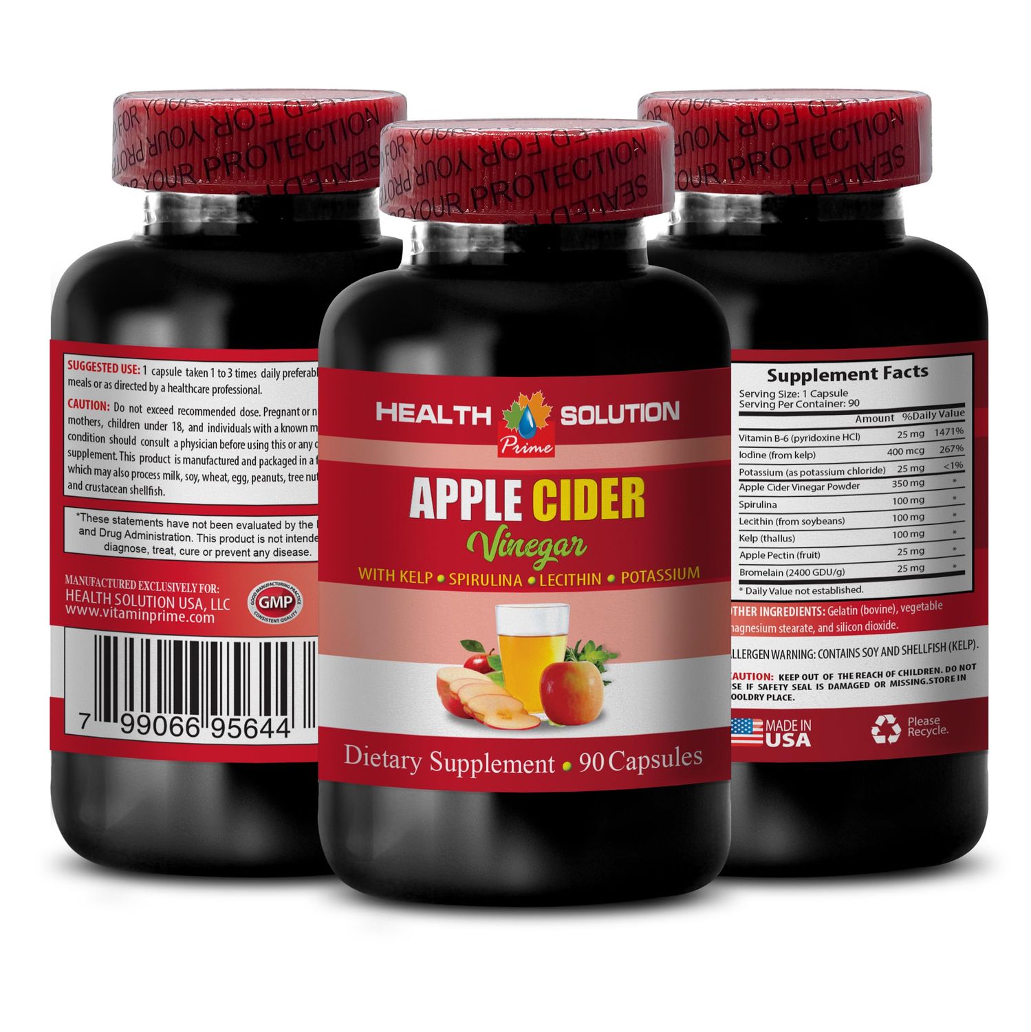 Apple Cider Vinegar Hair Products - Apple Cider Vinegar Advanced Complex with kelp, spirulina, Lecithin - Lecithin kelp b6, Klamath Blue Green Algae, Digestion Support Supplement - 1 Bottle 90 Caps