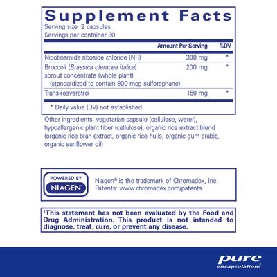 Pure Encapsulations NR Longevity - Supports Healthy Aging. Replenishment of NAD Mitochondrial Function - with NIAGEN - Gluten Free, Non-GMO, Hypoallergenic - 60 Capsules