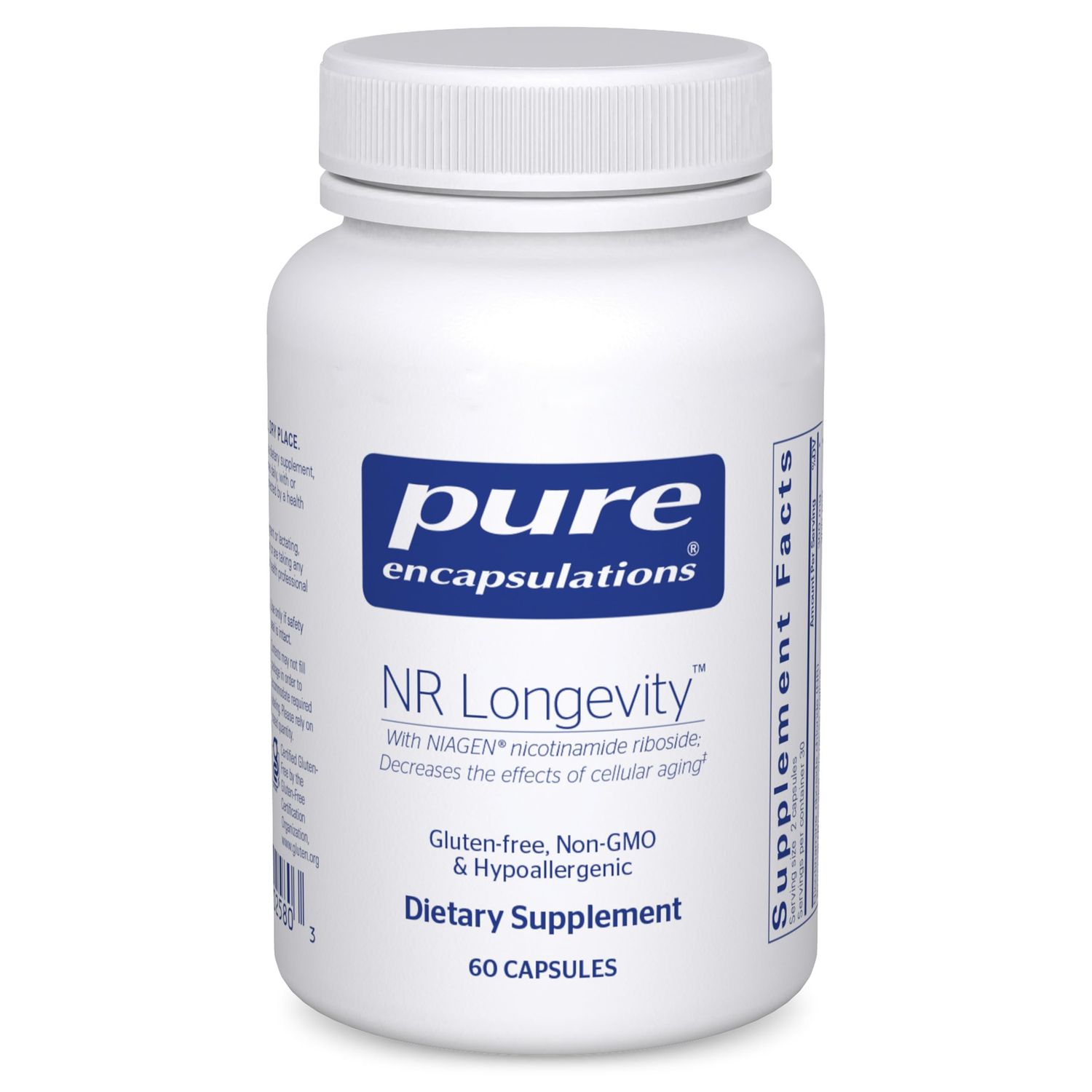 Pure Encapsulations NR Longevity - Supports Healthy Aging. Replenishment of NAD Mitochondrial Function - with NIAGEN - Gluten Free, Non-GMO, Hypoallergenic - 60 Capsules