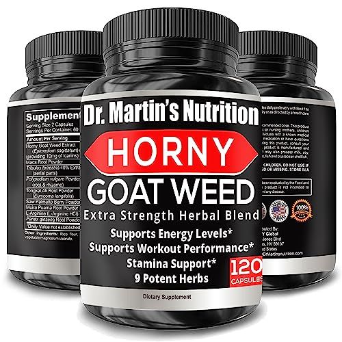 Super Strength 1590mg Horny Goat Weed 120 Capsules With Maca Arginine Ginseng - Naturally Boost your Health, Workout Performance, Endurance Energy, Joint Health For Men Women 120C