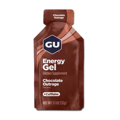 GU Energy Original Sports Nutrition Energy Gel, Vegan, Gluten-Free, Kosher, and Dairy-Free On-the-Go Energy for Any Workout, 8-Count, Chocolate Outrage