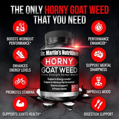Super Strength 1590mg Horny Goat Weed 120 Capsules With Maca Arginine Ginseng - Naturally Boost your Health, Workout Performance, Endurance Energy, Joint Health For Men Women 120C