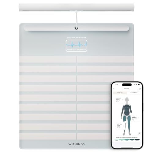 WITHINGS Body Scan - Smart Scale with Segmental Body Composition Analysis, Weighing Scales Body Weight Vascular Age, Visceral Fat, Heart Rate, iOSAndroid