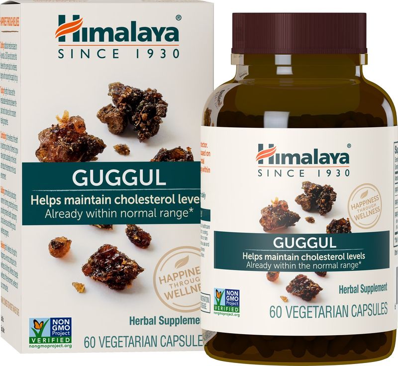 Himalaya Guggul Herbal Supplement, HDL LDL Support, Liver Health, Liver Cleansing, Triglyceride Support, Bile Production, 720 mg, Non-GMO, Vegetarian, 60 Capsules, 1 Pack