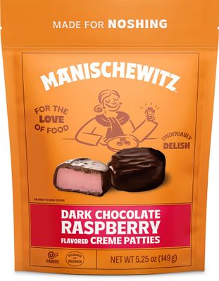 Manischewitz Dark Chocolate Raspberry Creme Patties 5.25oz, Resealable Bag Gluten Free Dairy Free Kosher including Passover