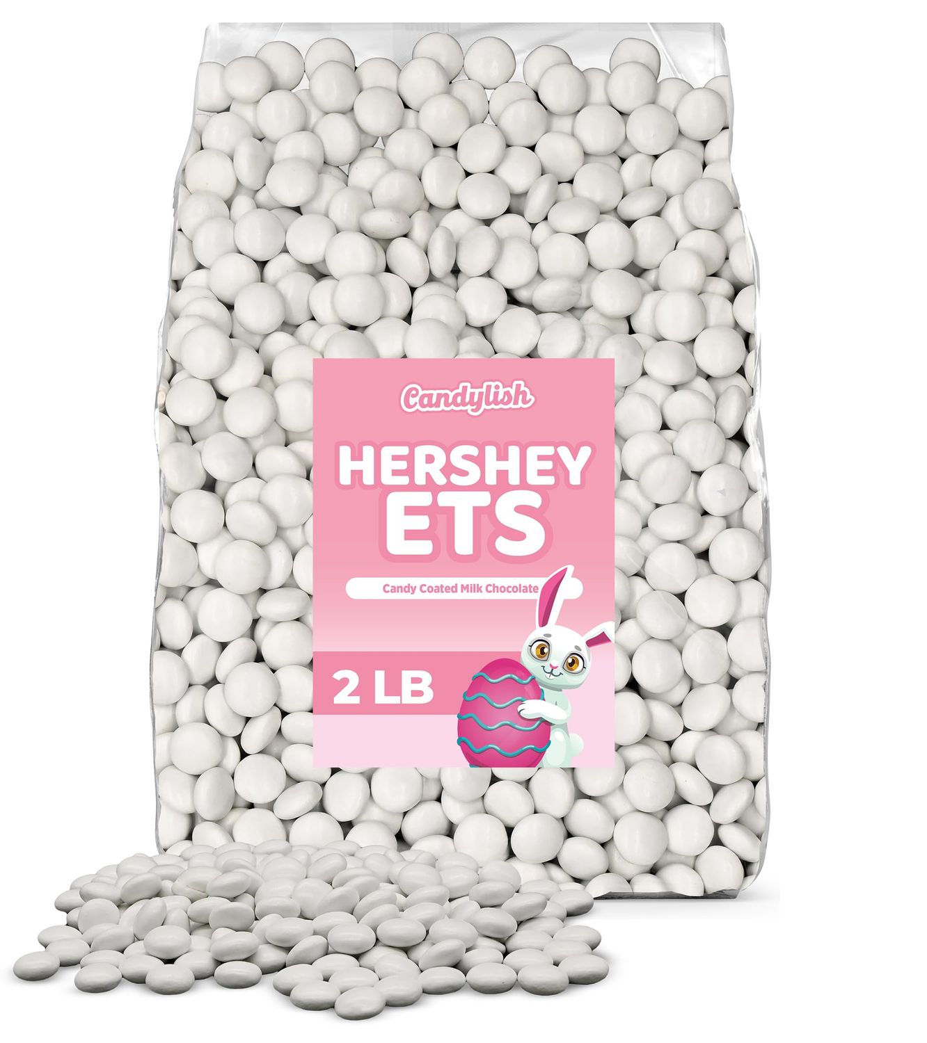 Hershey-Ets Candy Coated Milk Chocolate, White, Easter, 2 LB Bulk Bag - Festive Spring Treats, Egg Fillers, Basket Stuffers, Party Favors, Candy Buffet, Holiday Celebration
