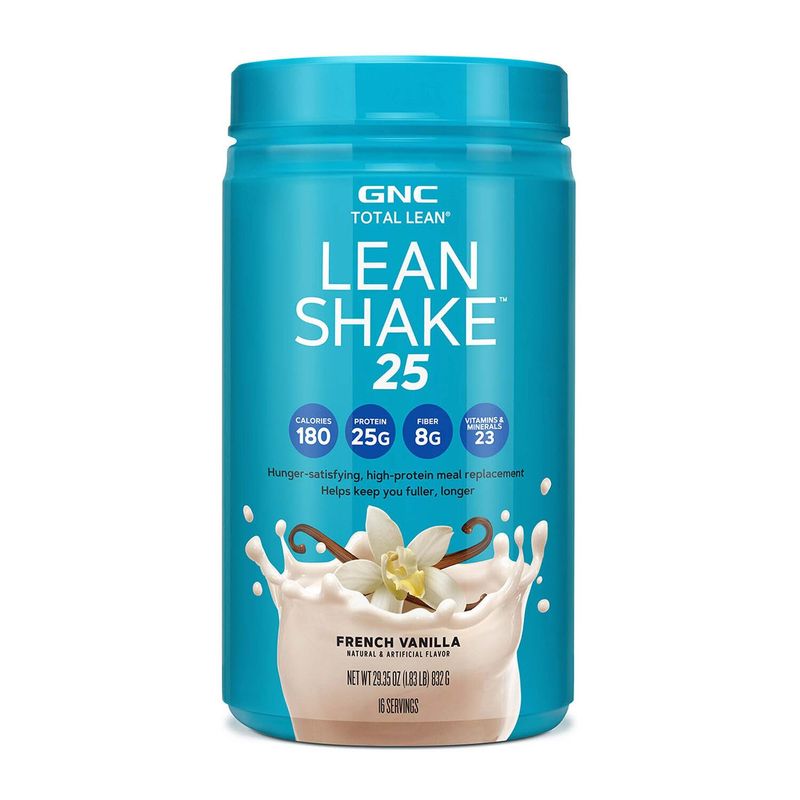 GNC Lean Shake 25 Meal Replacement Powder, French Vanilla, 25g Protein, High Fiber, Keto Friendly, Weight Management, 16 Servings