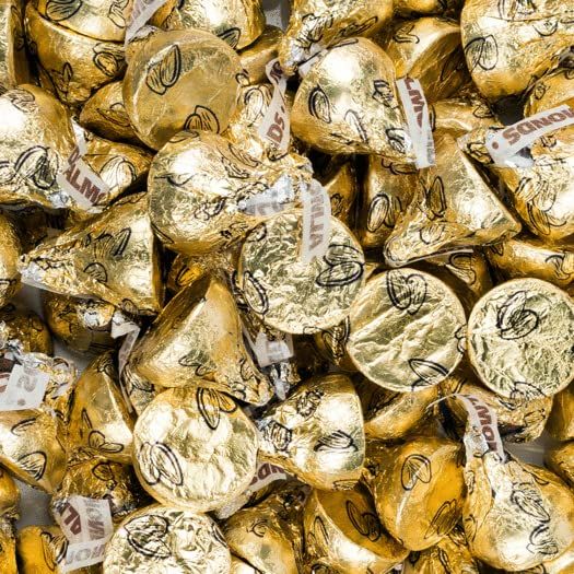 180 Pcs Gold Candy Milk Chocolate Kisses with Almonds 1.8 lbs
