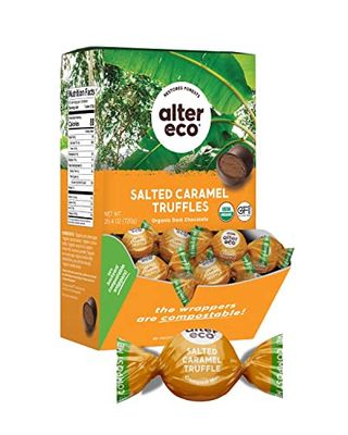 Alter Eco Salted Caramel Truffles 58 Pure Dark Cocoa, Fair Trade, Organic, Non-GMO, Gluten-Free Dark Chocolate Truffles 60 Truffles