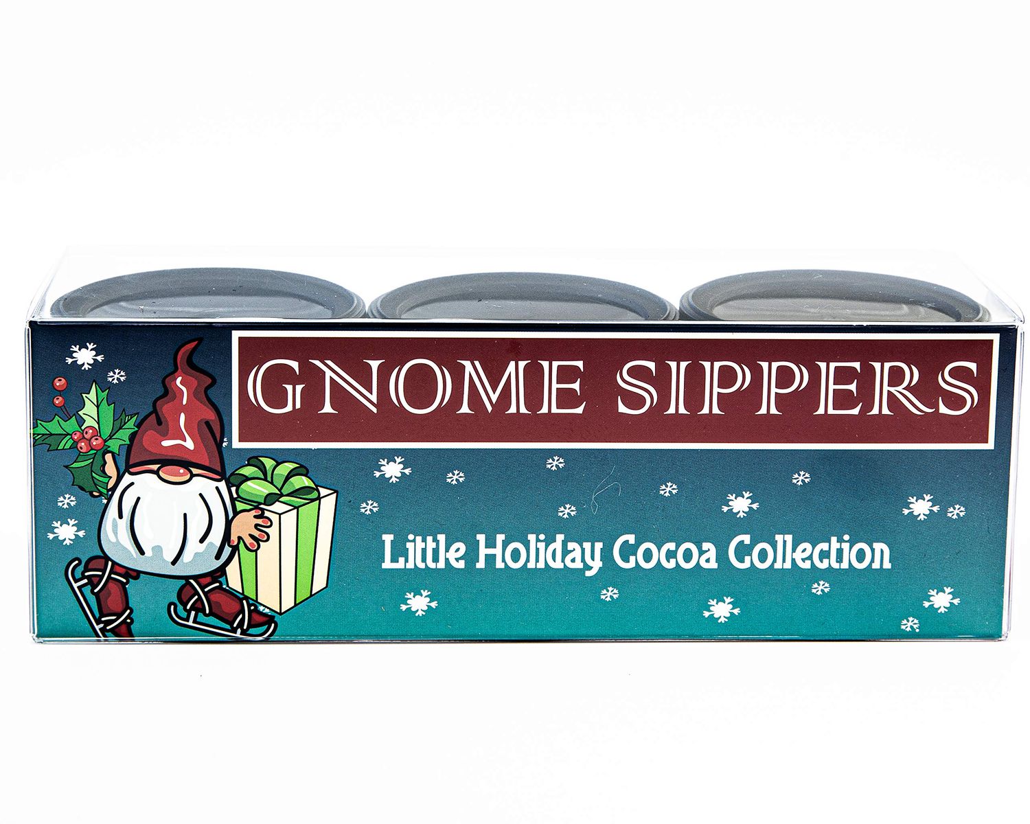 McSteven s Little Holiday Cocoa Collection Gnome Slippers - SMores Cocoa, Chocolate Cocoa, Vanilla Cocoa - Set of Three 3 oz Festive Containers - Little Holiday Cocoa Collection Gnome Slippers