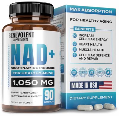 Benevolent NAD Supplement 1050mg - High Absorption NAD Supplement NMN Supplement Alternative - Cell Regenerator with Nicotinamide Riboside, Trans-Resveratrol TMG for Energy Healthy Aging