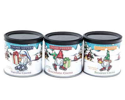 McSteven s Little Holiday Cocoa Collection Gnome Slippers - SMores Cocoa, Chocolate Cocoa, Vanilla Cocoa - Set of Three 3 oz Festive Containers - Little Holiday Cocoa Collection Gnome Slippers
