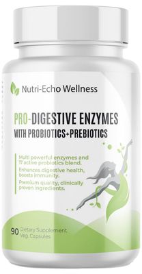 Nutri-Echo Wellness 900mg Blend of 16 Digestive Enzymes,17 Probiotics,5 Plants Complex with Natural enzymes, and 3 Sea Vegetables for Digestive Gut Health, BloatingMeal Time Discomfort-90 Capsules
