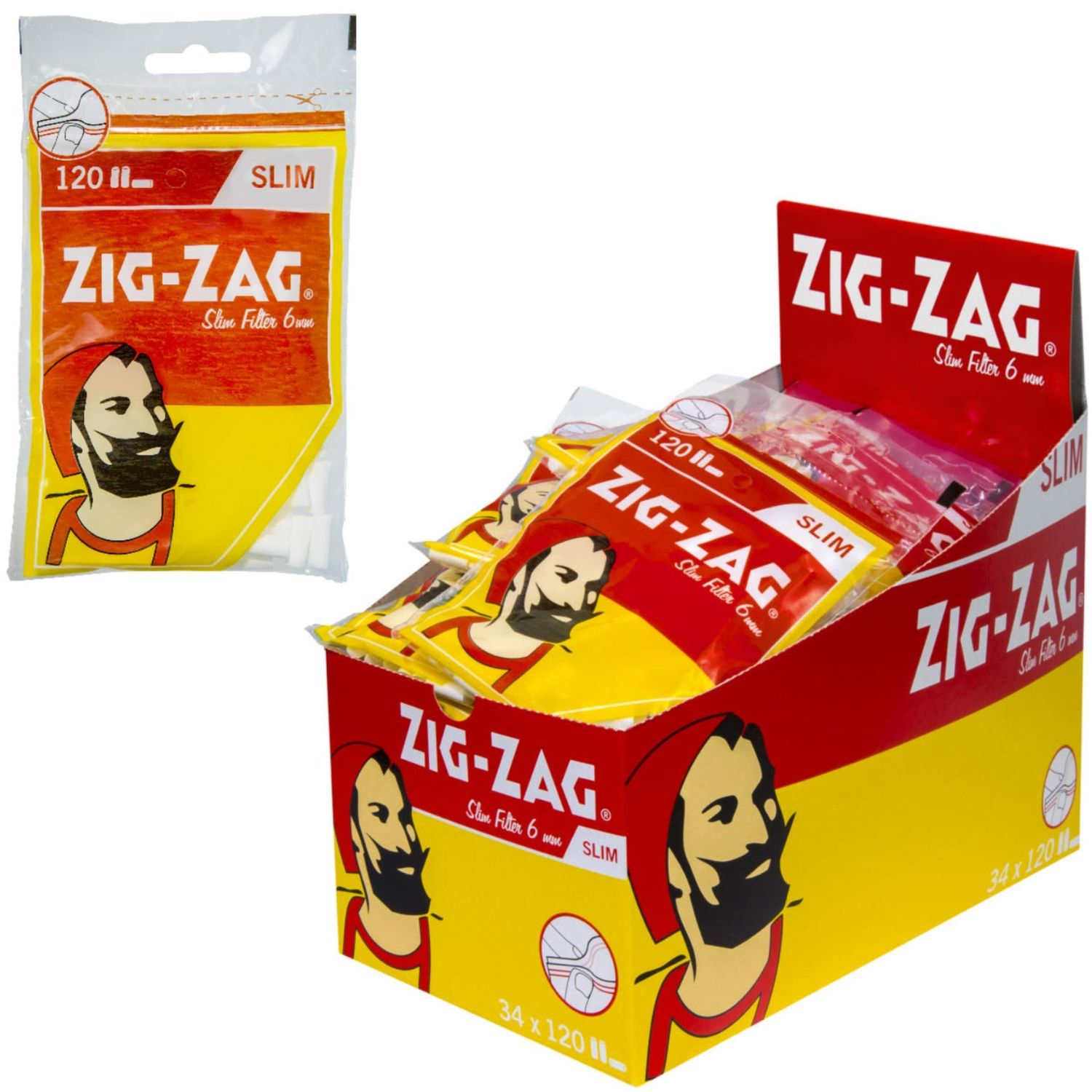 OCB Smoking Supplies, 1-Pack, Zig-zag Slim Filter 6 Mm 34 Bags Each 120 Filters