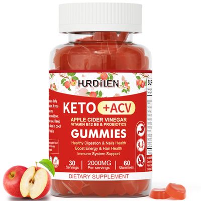 Keto ACV Gummies - 2000mg Apple Cider Vinegar Gummies with Probiotics, Vitamin B12 B6 for Digestion, Energy Boost, Immunization Hair Health - 60 Count No Sugar, Non-GMO, Gluten-Free for Women Men