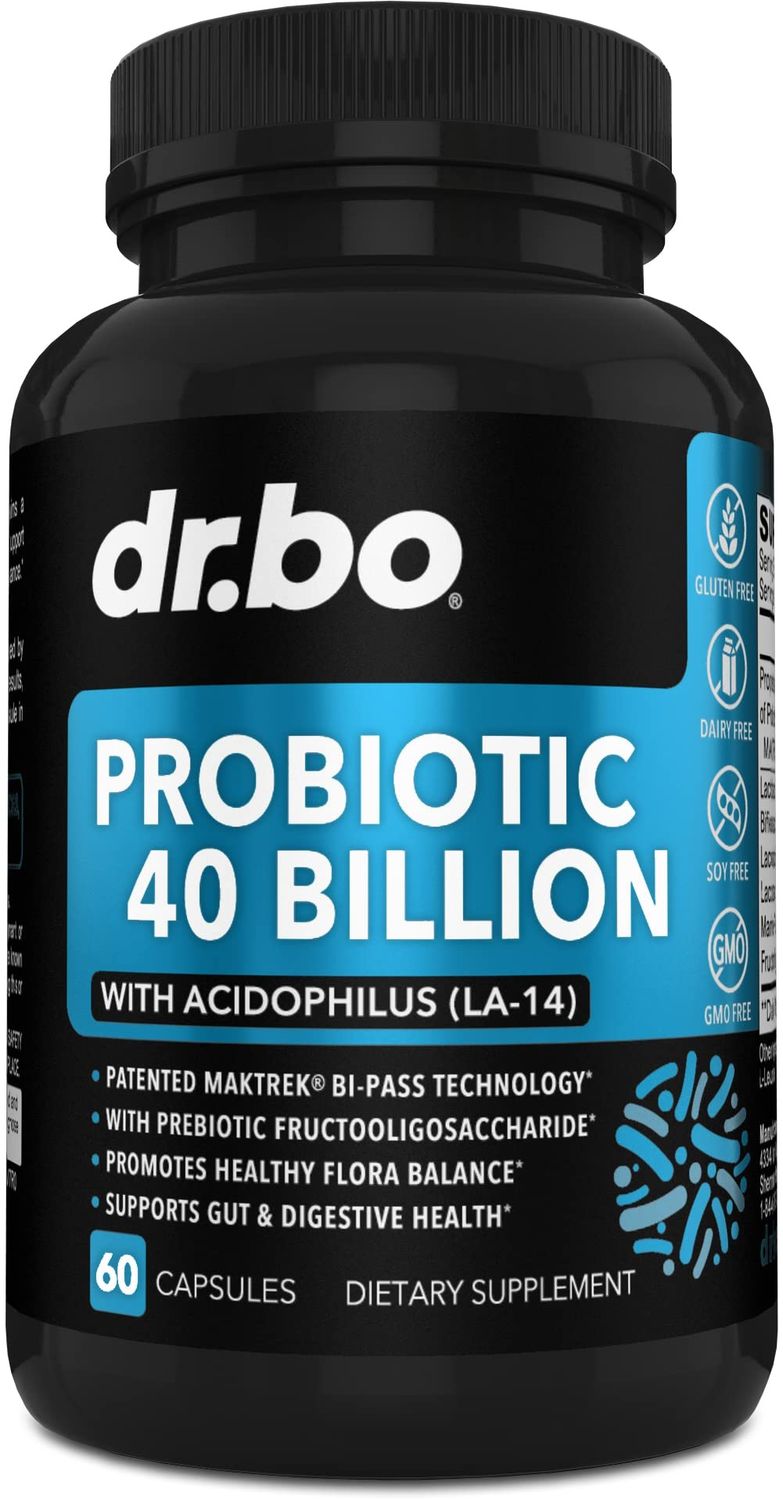 Probiotic 40 Billion CFU Supplement - Lactobacillus Acidophilus Probiotics for Women Men Capsules - Gluten Free Probiotics for Digestive Health Pills with Bifidobacterium, Plantarum, Paracasei, FOS