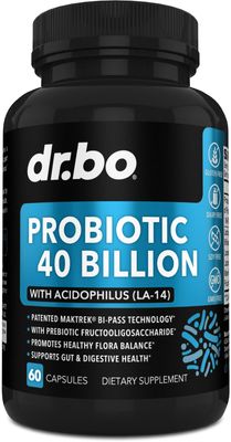 Probiotic 40 Billion CFU Supplement - Lactobacillus Acidophilus Probiotics for Women Men Capsules - Gluten Free Probiotics for Digestive Health Pills with Bifidobacterium, Plantarum, Paracasei, FOS
