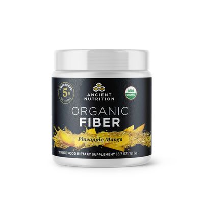 Ancient Nutrition Organic Fiber Powder, Pineapple Mango, Soluble Fiber from Acacia Konjac Root, Supports Digestive Health, Reduces Bloating, 6.4 oz