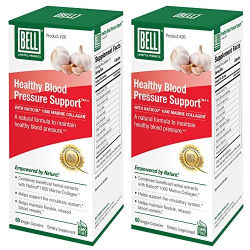 Bell Healthy Blood Pressure Support Unique Blend - Natural Blend of Green Coffee Bean Extract, Garlic Celery Seed Extract Blood Pressure Supplements - 2 Pack of 60 Capsules Each, Vegan, Non-GMO