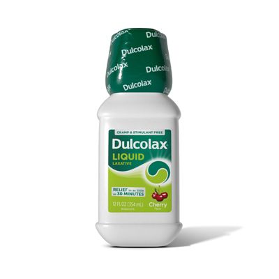 Dulcolax Saline Laxative Liquid, Fast Gentle Constipation Relief, Natural Laxatives, Softens Stool, Cherry Flavor, Magnesium Hydroxide 1200 mg, 12 fl. oz.