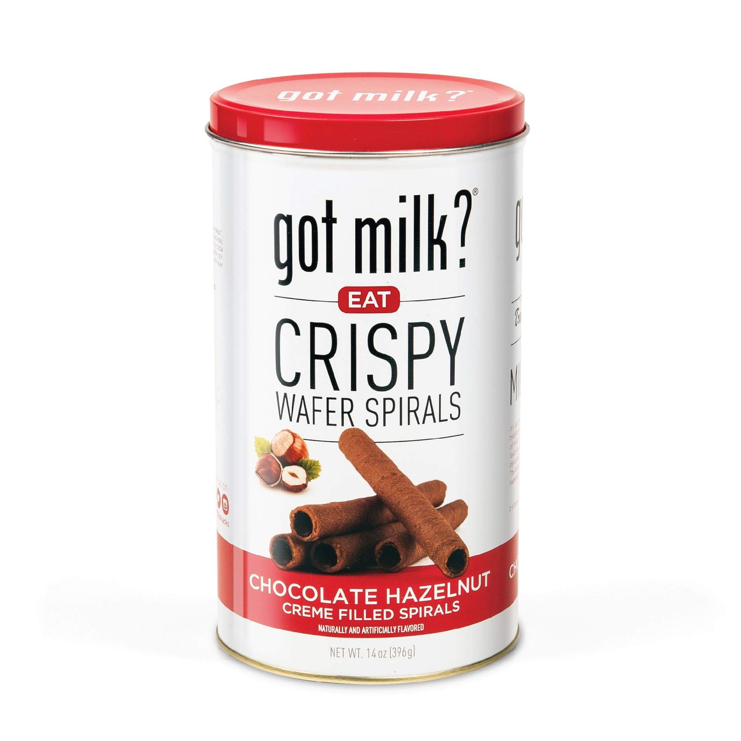 got milk? Wafer Spirals, Chocolate Hazelnut, 14 Oz. Tin with 36 Rolls, Delicious Rolled Wafer Rolls with Filling, Hazelnut Wafer Cookies for Dessert or Snack, Case Pack, Case of 6 Tins