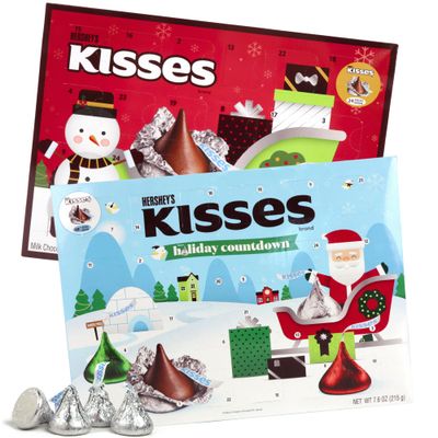 Galerie 2025 Hershey Kisses Advent Calendars, Countdown to Christmas with Chocolate Candies, Individually Wrapped Pieces, 3.8 Ounces Each Pack of 2