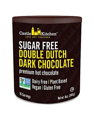 Castle Kitchen Sugar Free Double Dutch Premium Dark Hot Chocolate Mix 2 Pack, 16oz Total - Vegan, Dairy Free, Plant Based - Keto and Diabetic Friendly - Mix with Milk Substitute