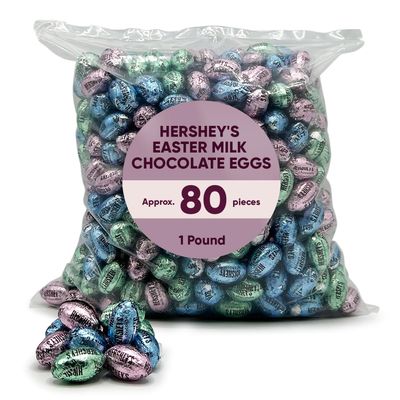 Milk Chocolate Eggs Easter Pastel Colors - 1 Pound approx 80 pieces - Chocolate Candy Individually Wrapped Milk Chocolates in Blue, Pink Green Pastel Color Foil