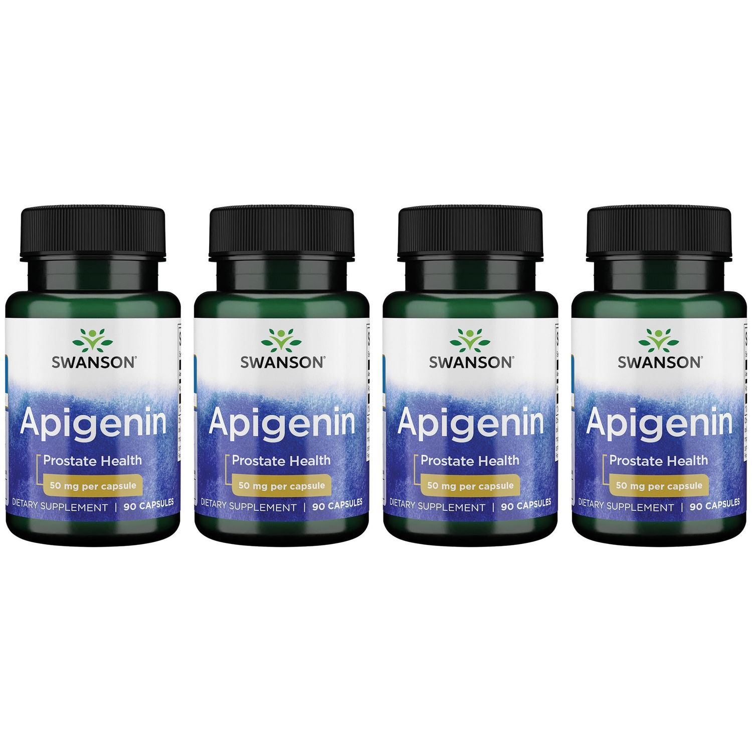 Swanson Apigenin Supplement, 50mg Capsules 90 Count, Helps Promote Sleep, Stress Relief Overall Mens Health Packaging May Vary 4 Pack