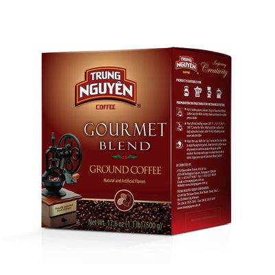 TRUNG NGUYEN LEGEND GOURMET BLEND Premium Roasted Ground Coffee - Chocolate and Fruity Flavor by Robusta Arabica Coffee Beans Blend - French Roast with Low Acidity 500gBox