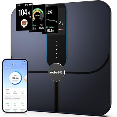 RENPHO Smart Scale, Body Fat Scale with TFT LCD, FSA HSA Eligible Scale for Body Weight with 18 Metrics, Wi-Fi Scale with BMI, Body Fat, Muscle Mass, Rechargeable, Elis Nova