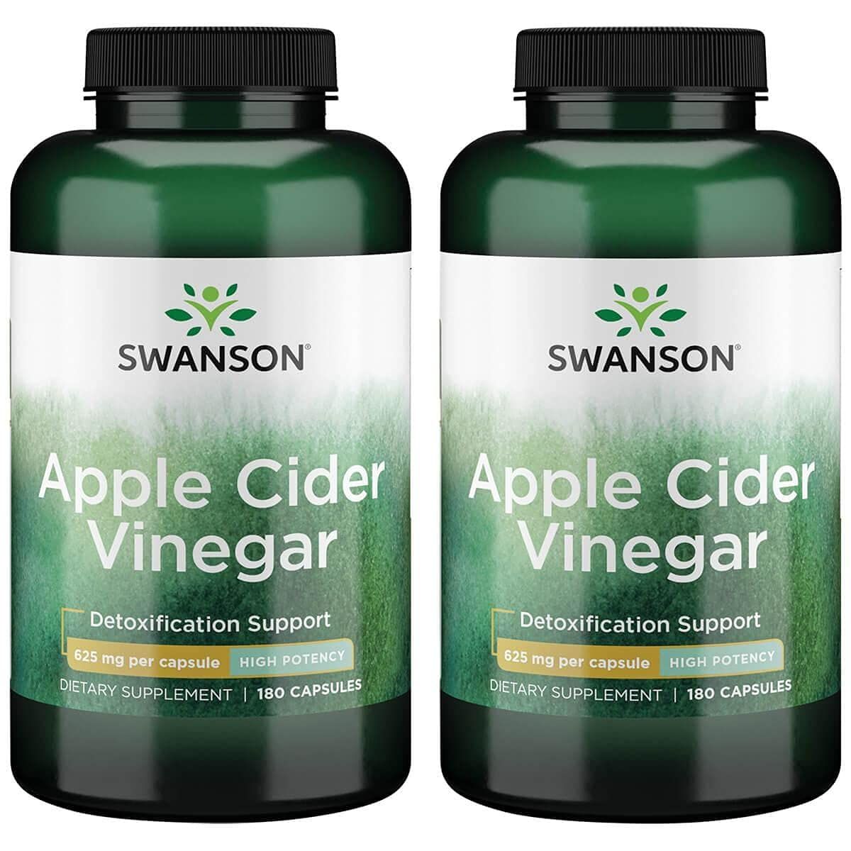 Swanson Apple Cider Vinegar Capsules - Supports Healthy Weight Loss Digestive Health - Helps Support Metabolism and Maintain Glucose Profile - 180 Capsules, 625mg Each 2 Pack