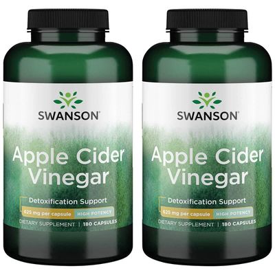 Swanson Apple Cider Vinegar Capsules - Supports Healthy Weight Loss Digestive Health - Helps Support Metabolism and Maintain Glucose Profile - 180 Capsules, 625mg Each 2 Pack