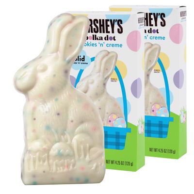 Cookies n Creme Polka Dot Bunny Easter Chocolate Candy for Basket Stuffers and Spare Time Indulgence - Luscious Giant Chocolate Easter Bunnies for Kids - 4.25oz Each 2 Pack