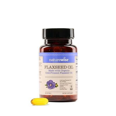 NatureWise Flaxseed Oil 1200 mg, Fish Free Omega 3 6 9 with 720mg ALA, Dietary Supplement for Heart Health Support - Organic, Cold Pressed, Non-GMO - 30 Softgels1-Month Supply