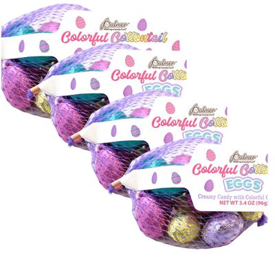 Palmer Chocolate Creamy Candy with Colorful Cookie Bits Individually Wrapped Pieces, 3.4 Ounce Pack of 4 - Perfect for Easter Egg Hunts, Basket Filler, Candy Dishes
