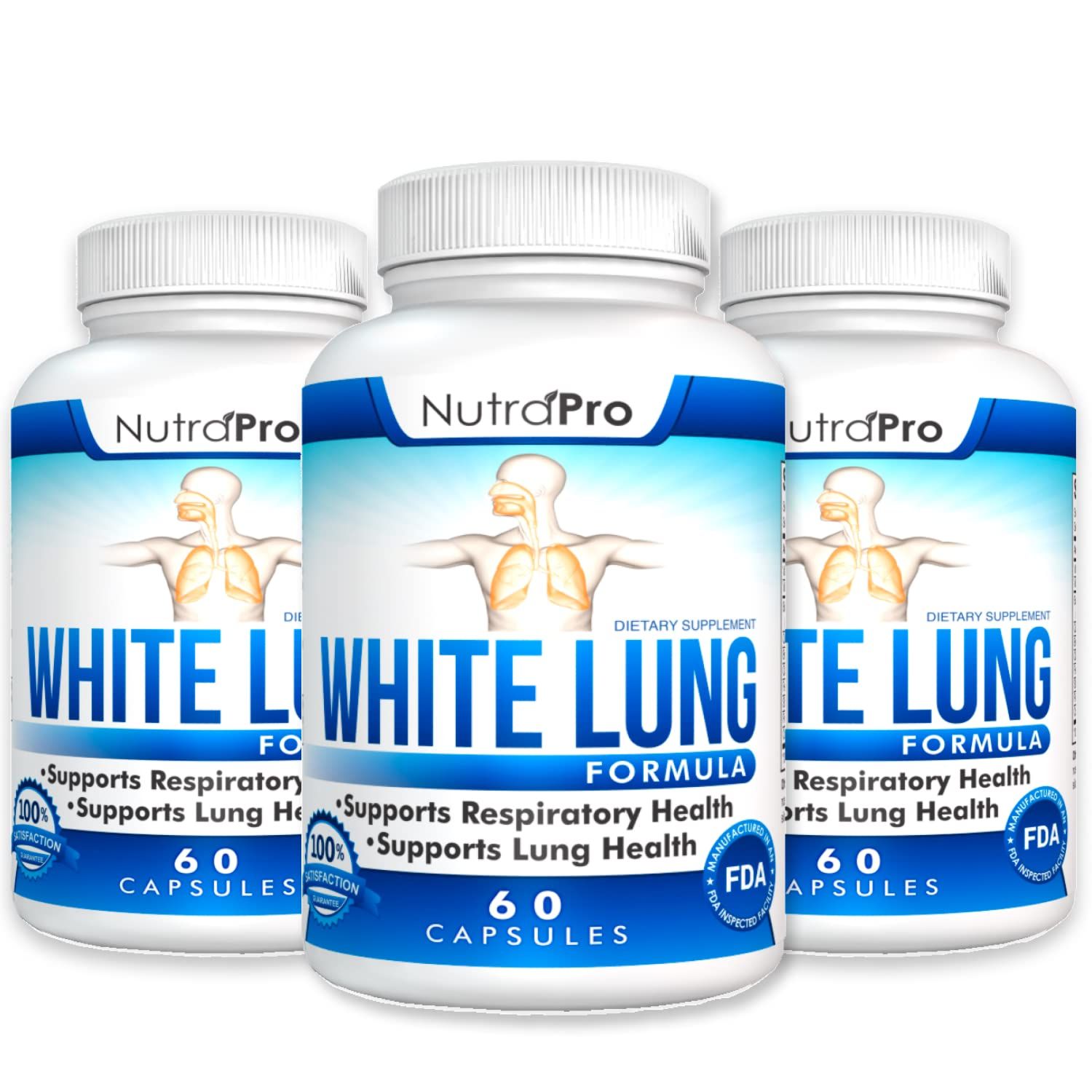 NutraPro White Lung Lung Cleanse Detox.Support Lung Health. Supports Respiratory Health. 60 Capsule - Made in GMP Certified Facility.