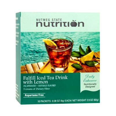 Nutmeg State Nutrition - Fulfill High Fiber Drink Mix, Low Calorie, Fat Free, Decaffeinated, Sugar Free, Naturally Flavored, Protien, Aspartame Free, 10 Servings Per Box Iced Tea w Lemon