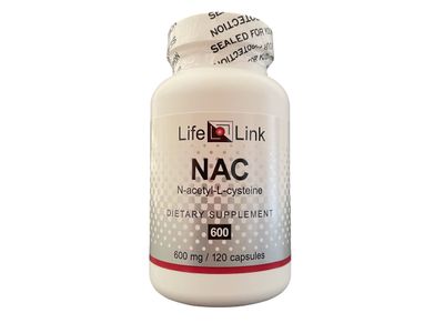 LifeLink NAC N-Acetyl L-Cysteine 600 mg x 120 Capsules Antioxidant, Anti-Aging, Immunity Gluten Free Non-GMO Made in The USA