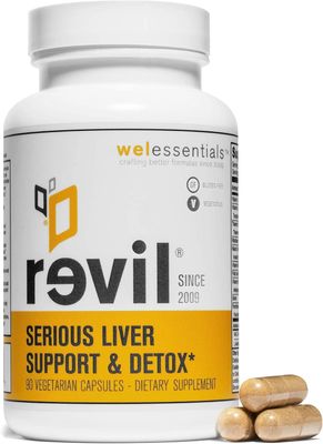 drinkwel WELESSENTIALS Liver and Herbal Support - 90 Vegetarian Capsules - Revil Dietary Supplement with Organic Milk Thistle, Burdock Vitamin C - Gluten-Free