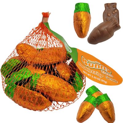 Fruidles Easter Milk Chocolate Carrots Mesh Bags, Double Crisp Parsnip Petes Bunny Treats, Individually Wrapped Foils, Kosher Certified Dairy, 3.35 Oz 2-Pack