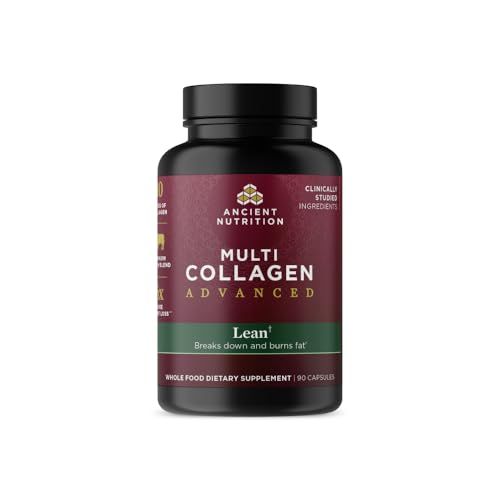 Ancient Nutrition Advanced Collagen Protein Lean with Probiotics, Hydrolyzed Collagen Peptides Supports Healthy Weight Loss and Fat Loss, 90 Count