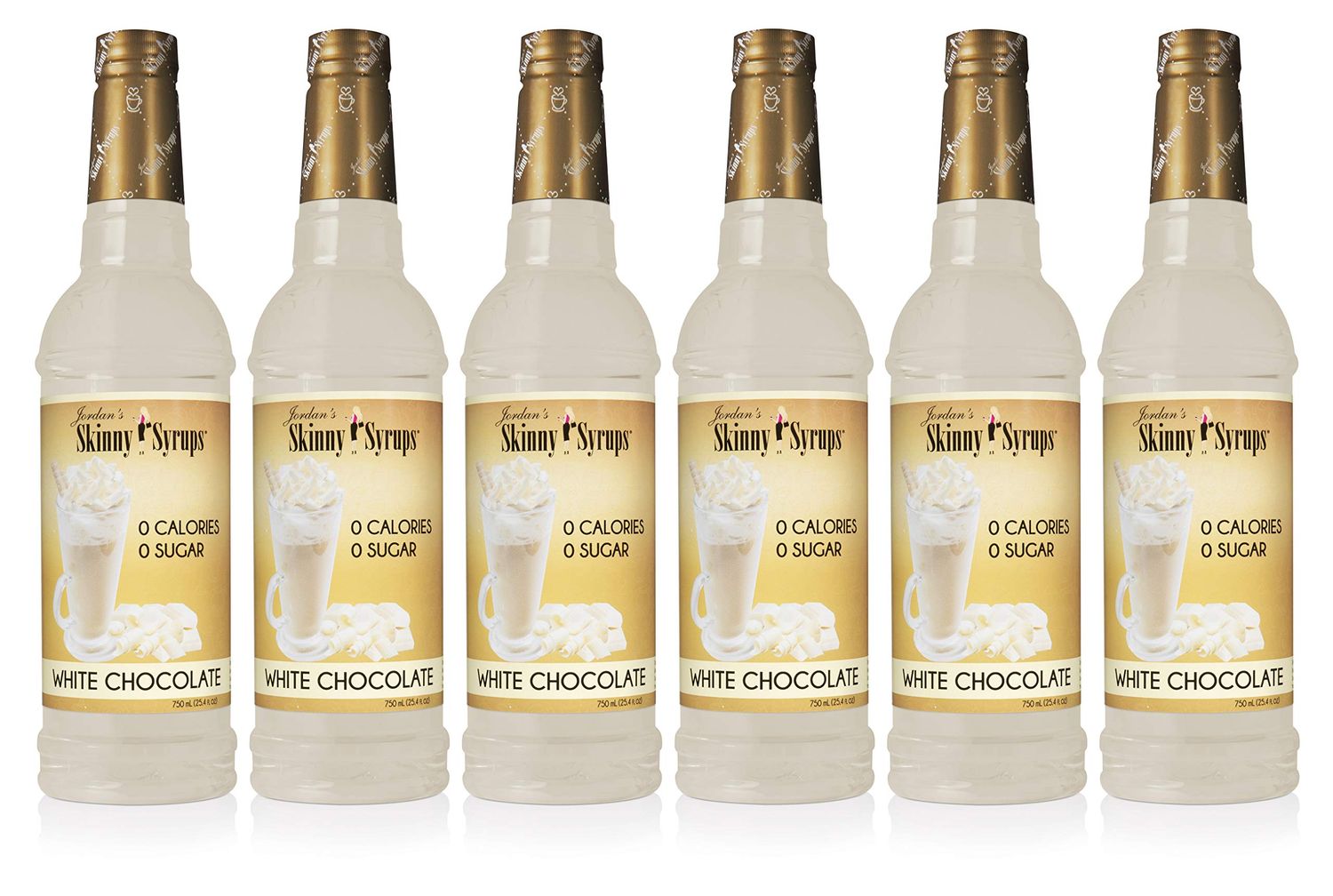 Jordans Skinny Syrups Sugar Free Coffee Syrup, White Chocolate Flavor Mix, Zero Calorie Flavoring for Lattes, Protein Shake, Cocktail More, Gluten Free, Keto Friendly, 25.4 Fl Oz, 6 Pack