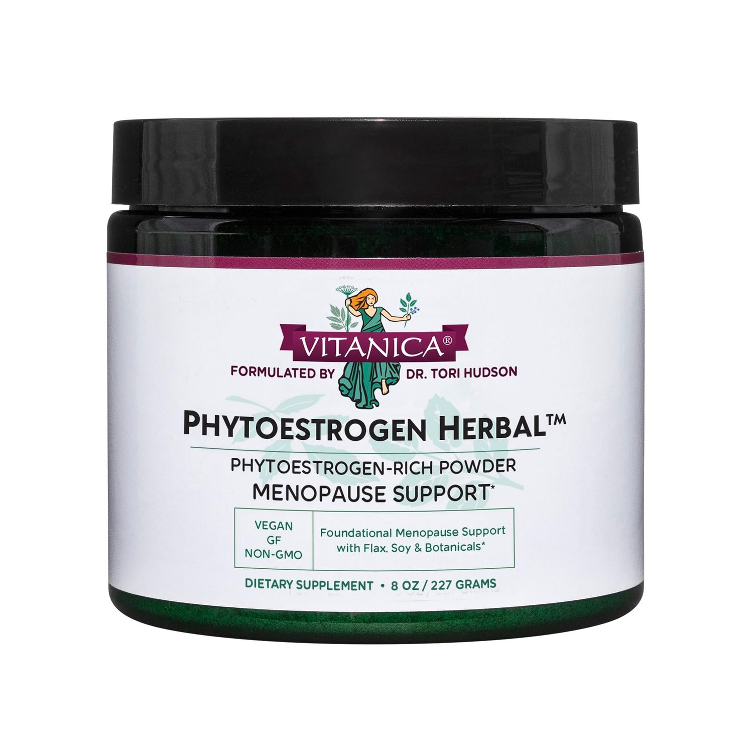 Vitanica Phytoestrogen Herbal Non-GMO PMS, Menopause Relief Supplement for Women, Hormone Balance, Night Sweats Hot Flash Relief, Soy Isoflavones, Vegan, Powder 8 Oz Phytoestrogen Herbal