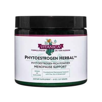 Vitanica Phytoestrogen Herbal Non-GMO PMS, Menopause Relief Supplement for Women, Hormone Balance, Night Sweats Hot Flash Relief, Soy Isoflavones, Vegan, Powder 8 Oz Phytoestrogen Herbal